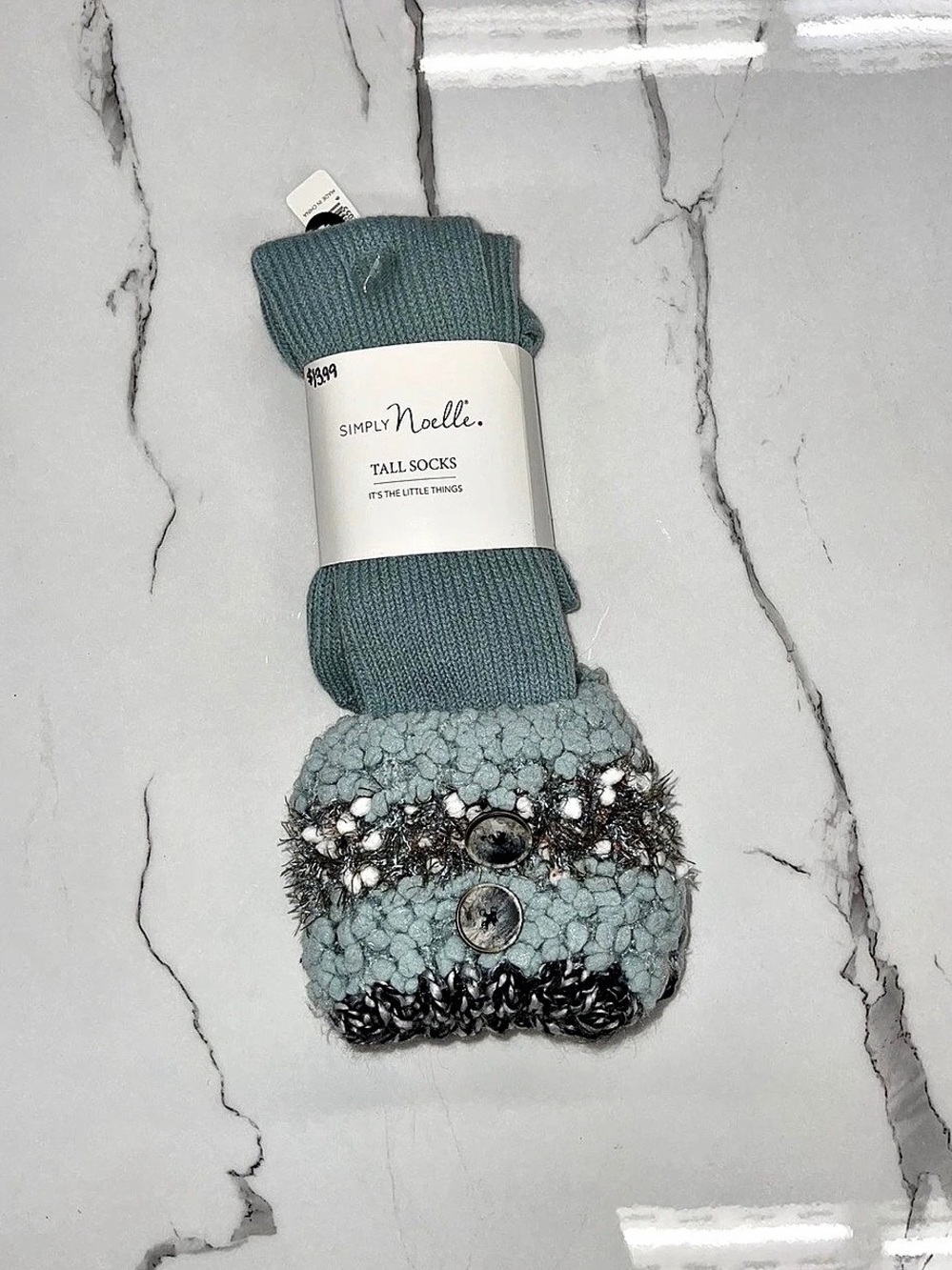 Simply Noelle Textured Cable Knit Boot Socks With Lace Trim Cuff